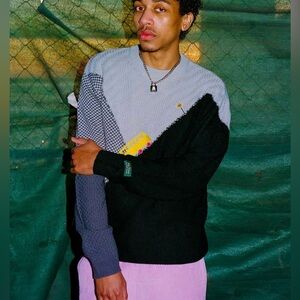 Teddy Fresh Men's Patchwork Struggle Bus Crewneck knit Sweater